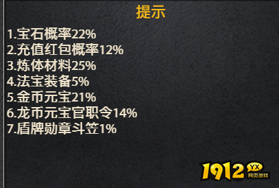 1912yx《弑之神》概率公示